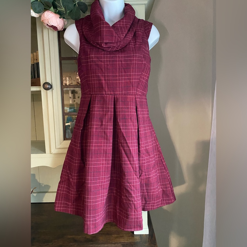 Burgundy plaid dress